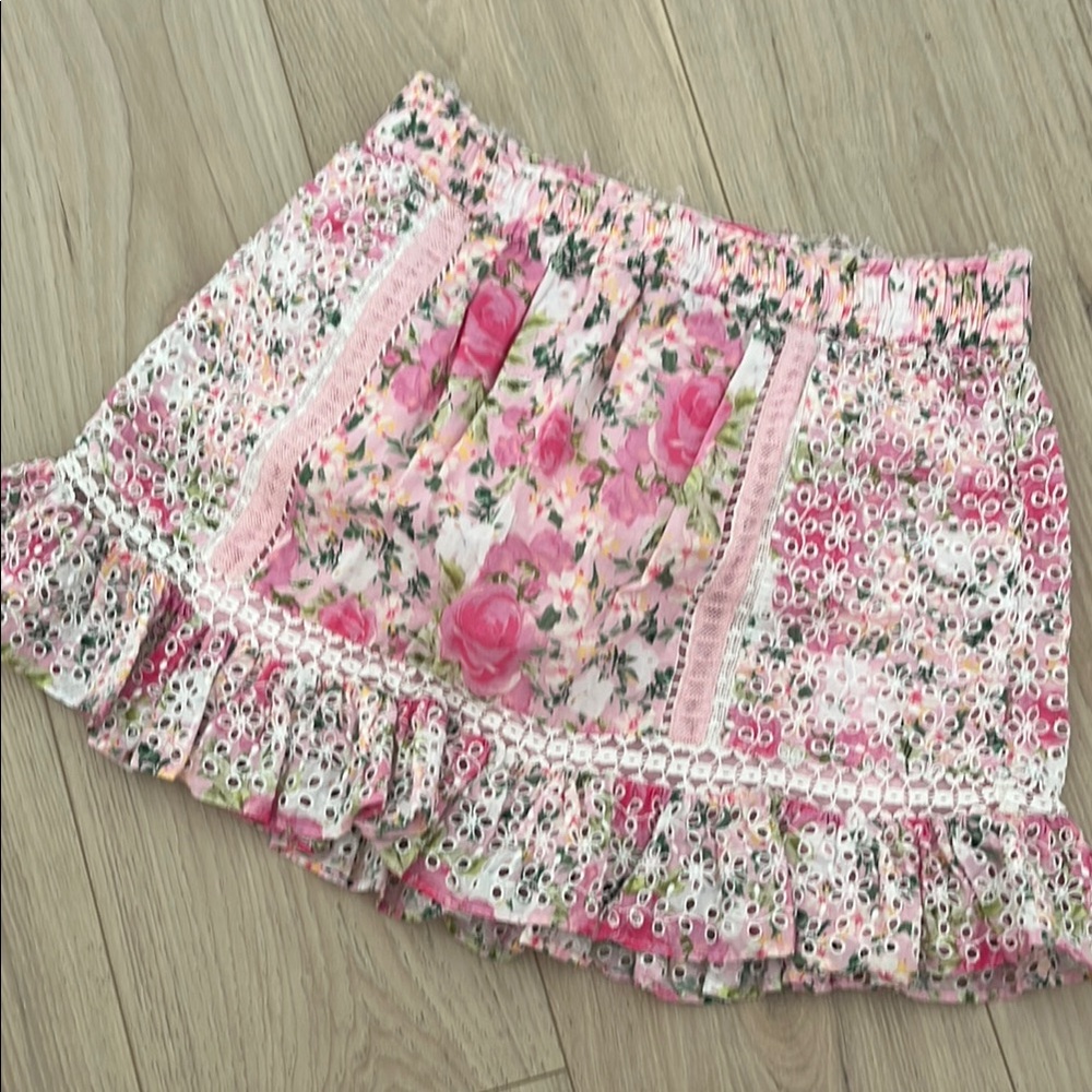 Floral Pink Ruffle Skirt
